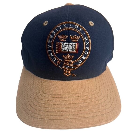 University Of Oxford Navy & Tan Snapback Hat Baseball Cap - Picture 1 of 6